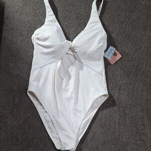 Shade & Shore Textured White One Piece Swimsuit